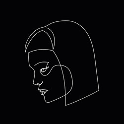 continuous line abstract face side view vector image