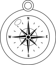 outline compass object exploration and navigation vector