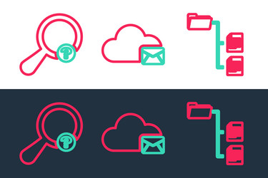 set line folder tree unknown search and cloud vector image