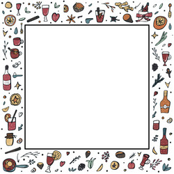 set of mulled wine elements and objects vector image