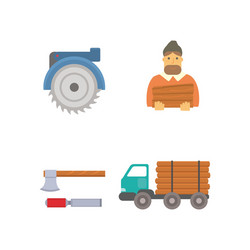 Timber forest lumbering production icons Vector Image