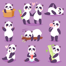 Adorable Panda with Bamboo Vector Image