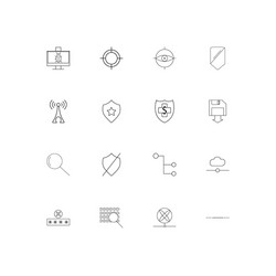 Internet security simple linear icons set vector