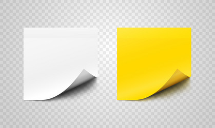 set of sticky paper sheets with curl on corners vector image