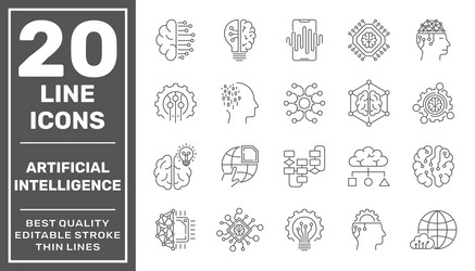 Artificial intelligence icon set in line style vector