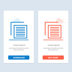 Document file user interface blue and red vector