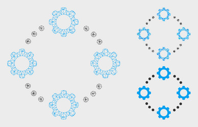 gear virtual connection mesh network model vector image