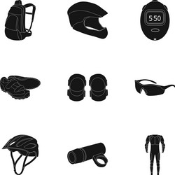 Icons of cycling bike set for backpack vector