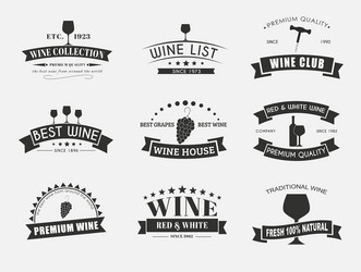 set of wine logos with ribbons vector