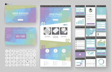 website design template and interface elements vector image