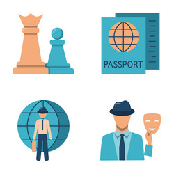 diplomacy and spy agent flat icon set vector