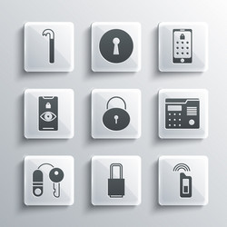 set lock car key with remote house intercom vector image