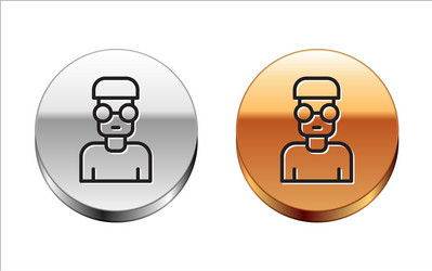 black line nerd geek icon isolated on white vector image