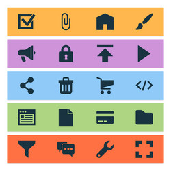 User icons set with announcement brush trash can vector