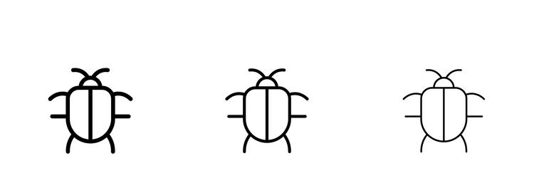 bug icons in three different stroke lines vector image
