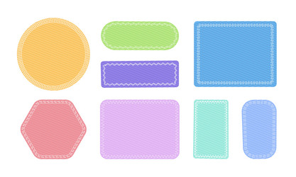 cloth patches with stitches different color vector image