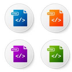 color html file document download button vector image