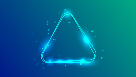 neon rounded double triangle frame with shining vector image
