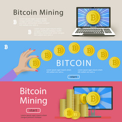 Set of horizontal bitcoin banners for web-sites vector