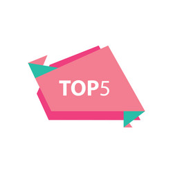 Top5 text in label pink and green vector