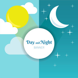 Day and night layout sun moon stars clouds vector