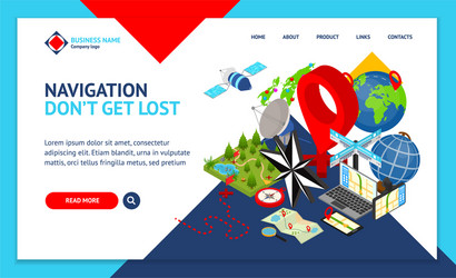 navigation methods tools signs 3d landing web page vector image