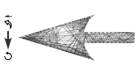 network sharp left arrow mesh vector image