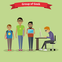 geek group team people flat style vector