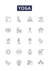 yoga line icons and signs stretching vector