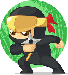 cartoon of ninja holding shuriken vector