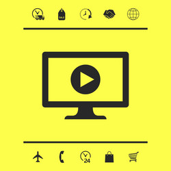 computer with play button icon graphic elements vector image