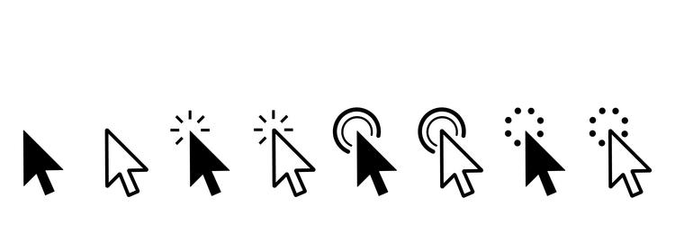 Gray Cursor Arrow Icons - Click Set vector image