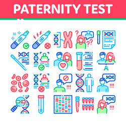 Paternity test dna collection icons set vector