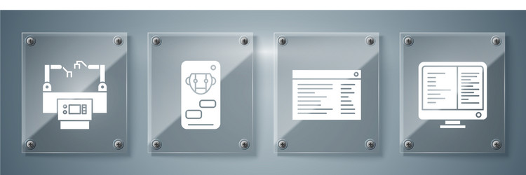 set computer monitor screen software web vector image