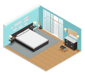Living room interior isometric view poster Vector Image
