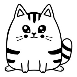 Fat cartoon cat flat icon isolated on white Vector Image
