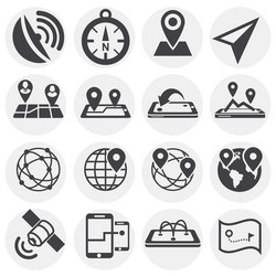 geolocation related icons set on background vector image