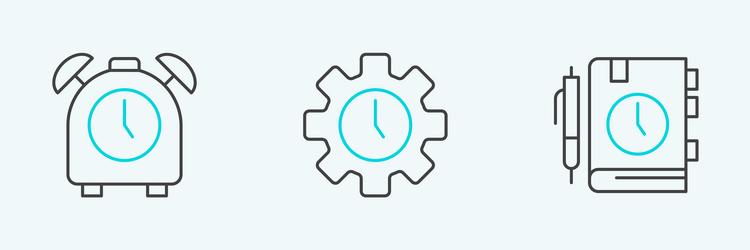 set line daily paper notepad alarm clock and time vector image
