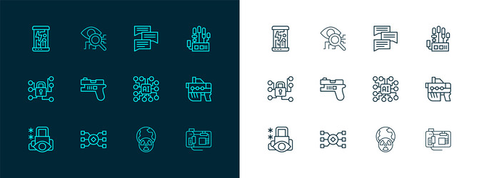 set line mechanical robot hand neural network vector image