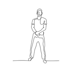 continuous one line man in a closed pose vector image