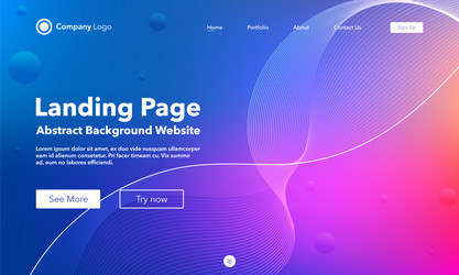 Gradient abstract wave background landing page vector