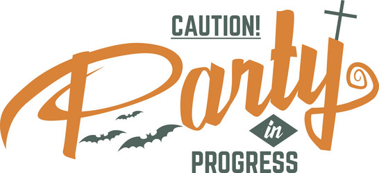 Halloween party label template with scary symbols vector