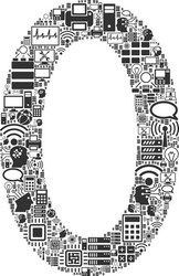 zero digit mosaic icon for bigdata and computing vector image