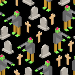 zombie pixel art pattern seamless 8 bit dead man vector image