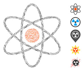 Line mosaic atom icon vector