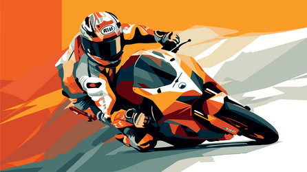 moto gp art man on a motorbike at high speed vector