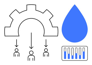 team workflow and resource distribution visualized vector image