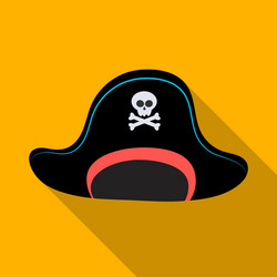 pirate hat with skull icon in flat style isolated vector