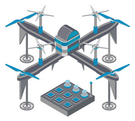 quadcopter and remote controller drone vector image