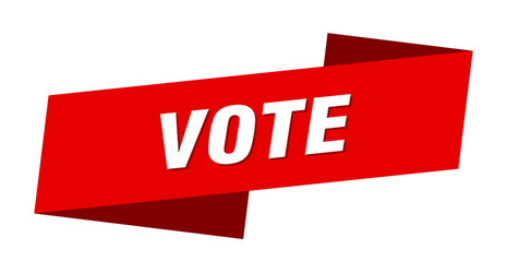 Vote ribbon round red sign Royalty Free Vector Image